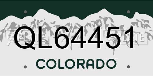 QL64451 Colorado License Plate