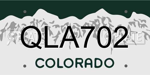 QLA702 Colorado License Plate