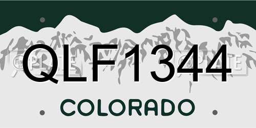 QLF1344 Colorado License Plate