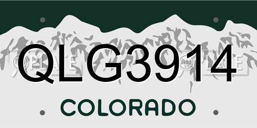 QLG3914 Colorado License Plate