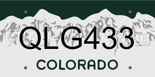 QLG433 Colorado License Plate