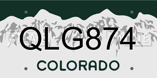 QLG874 Colorado License Plate