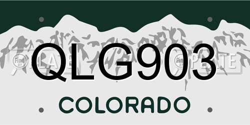 QLG903 Colorado License Plate