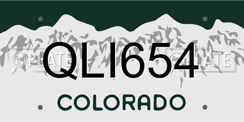 QLI654 Colorado License Plate