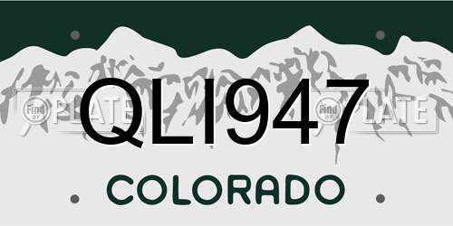 QLI947 Colorado License Plate