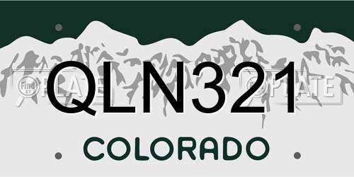 QLN321 Colorado License Plate
