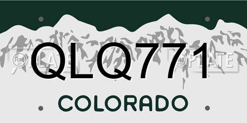 QLQ771 Colorado License Plate