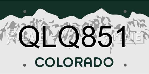 QLQ851 Colorado License Plate