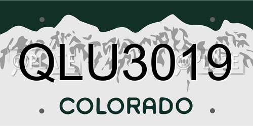 QLU3019 Colorado License Plate