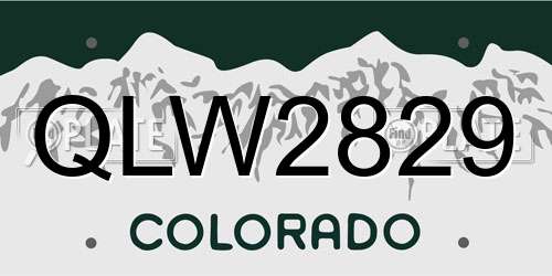 QLW2829 Colorado License Plate