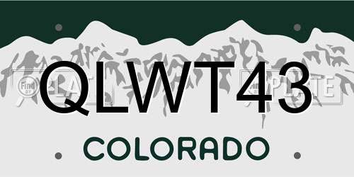 QLWT43 Colorado License Plate