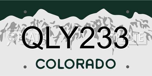 QLY233 Colorado License Plate