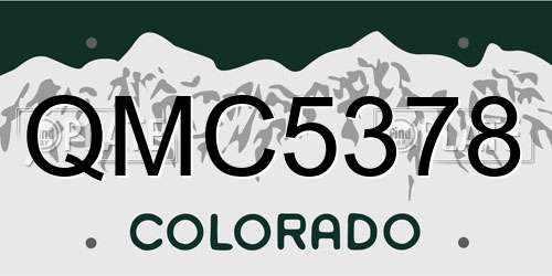 QMC5378 Colorado License Plate