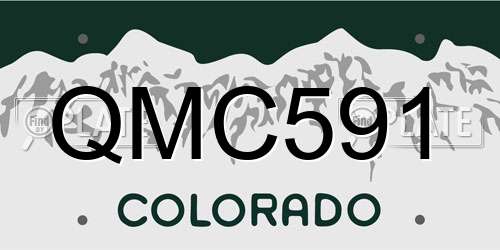 QMC591 Colorado License Plate