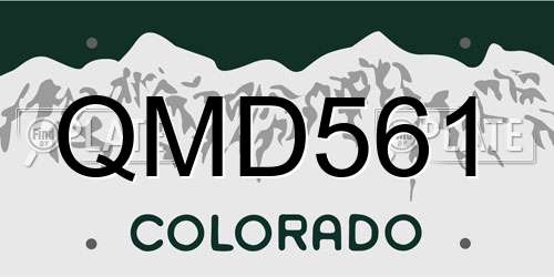 QMD561 Colorado License Plate