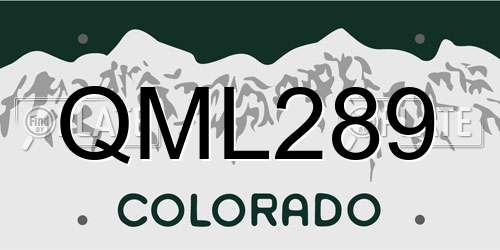 QML289 Colorado License Plate