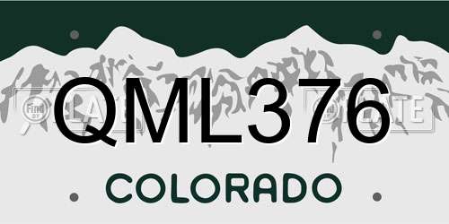 QML376 Colorado License Plate