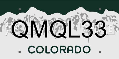 QMQL33 Colorado License Plate