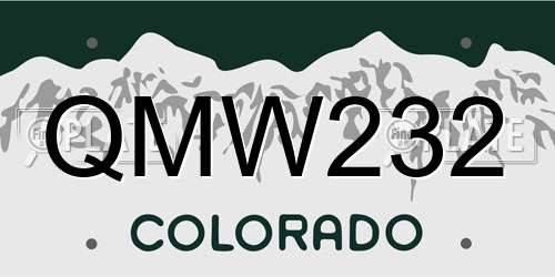 QMW232 Colorado License Plate
