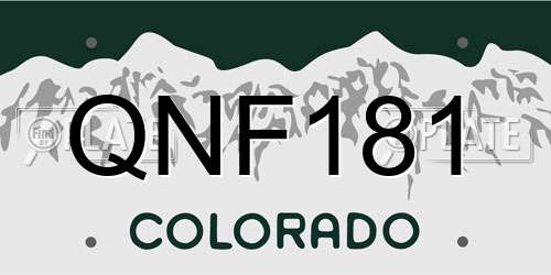 QNF181 Colorado License Plate