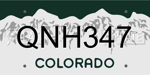 QNH347 Colorado License Plate