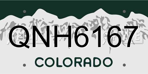 QNH6167 Colorado License Plate