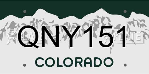 QNY151 Colorado License Plate