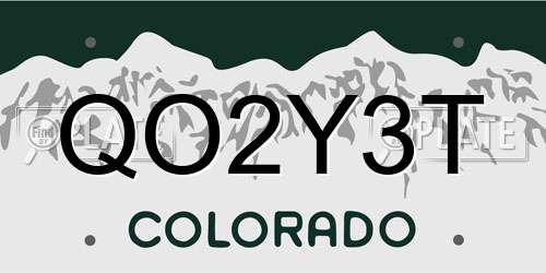 QO2Y3T Colorado License Plate