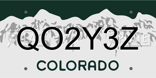 QO2Y3Z Colorado License Plate