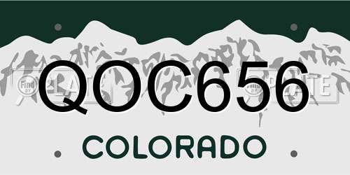 QOC656 Colorado License Plate