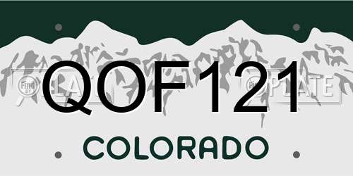 QOF121 Colorado License Plate