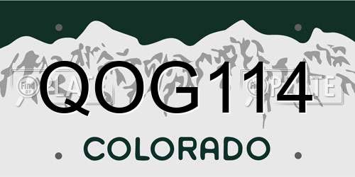 QOG114 Colorado License Plate