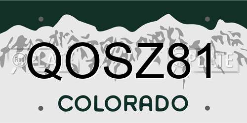 QOSZ81 Colorado License Plate