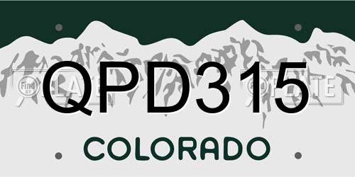 QPD315 Colorado License Plate