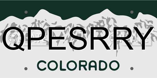 QPESRRY Colorado License Plate
