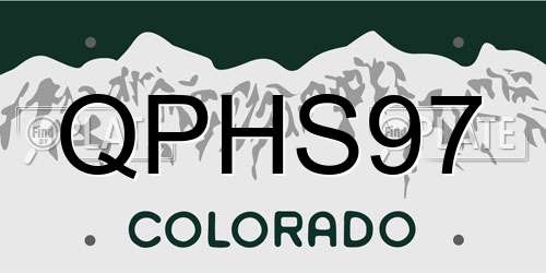 QPHS97 Colorado License Plate