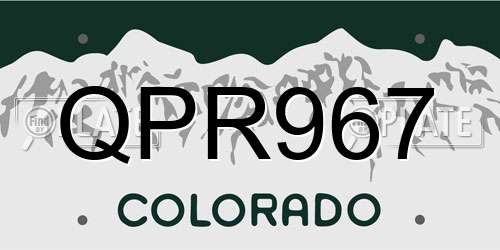 QPR967 Colorado License Plate