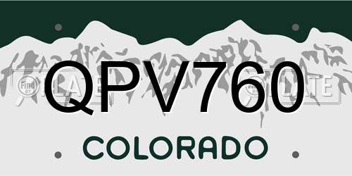 QPV760 Colorado License Plate