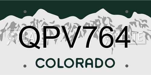 QPV764 Colorado License Plate
