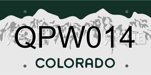QPW014 Colorado License Plate