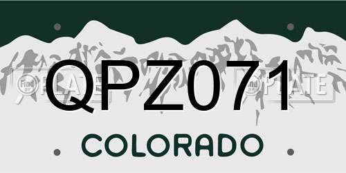 QPZ071 Colorado License Plate