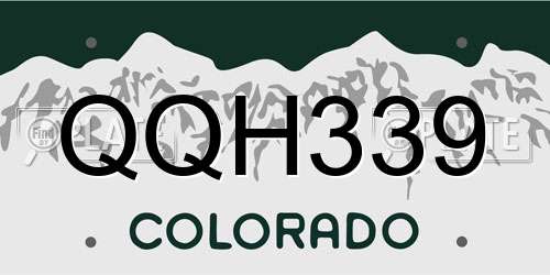 QQH339 Colorado License Plate