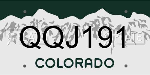 QQJ191 Colorado License Plate