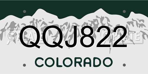 QQJ822 Colorado License Plate