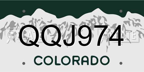 QQJ974 Colorado License Plate
