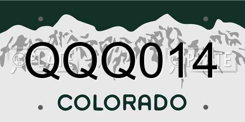 QQQ014 Colorado License Plate