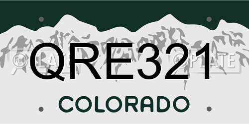 QRE321 Colorado License Plate