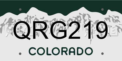 QRG219 Colorado License Plate