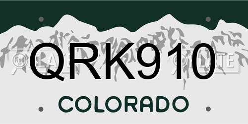 QRK910 Colorado License Plate