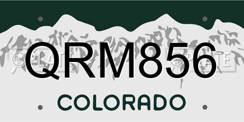 QRM856 Colorado License Plate